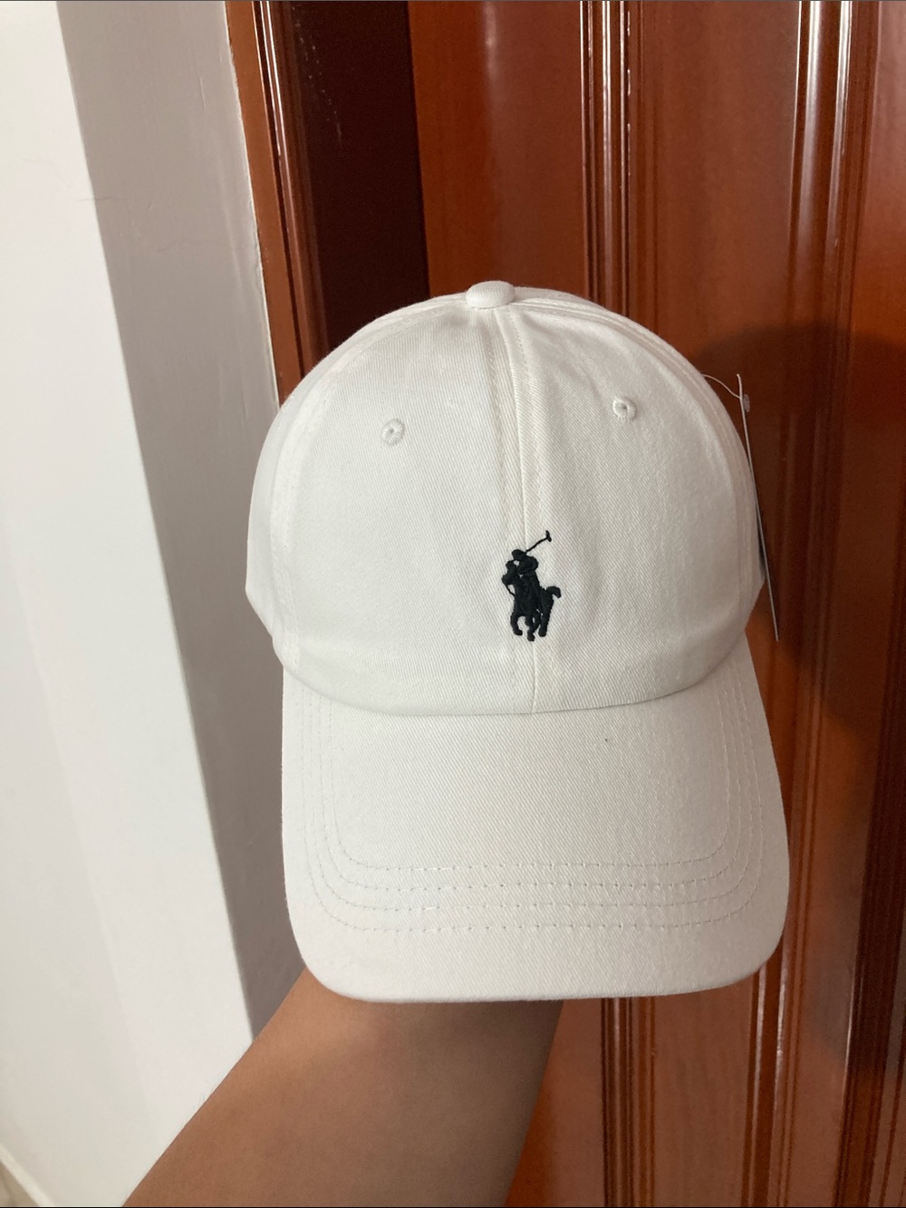 Ralph Lauren White Cap with Black Polo Player Embroidery